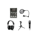 Garso įrašymo rinkinys (mikšeris, mikrofonas, stovelis, filtras ir ausinės su laidu) Omnitronic Set Podcast 1